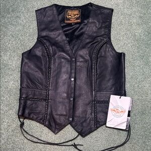 Milwaukee Leather Black Lace-Up Motorcycle Vest Style#MLL4560 Size M